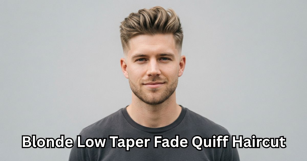 Blonde Low Taper Fade Quiff Haircut