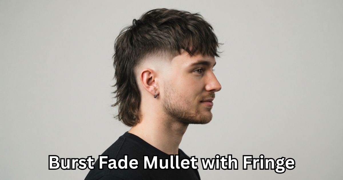 23. Burst Fade Mullet with Fringe