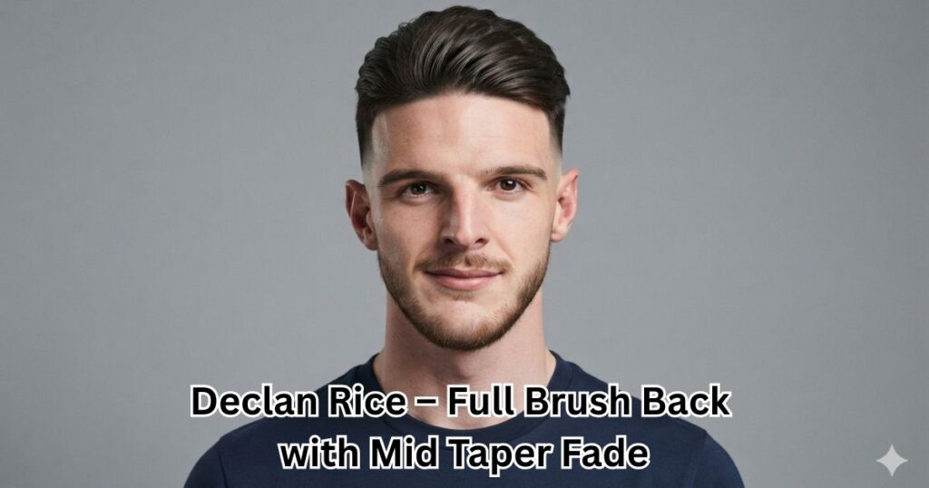 Declan Rice – Full Brush Back with Mid Taper Fade