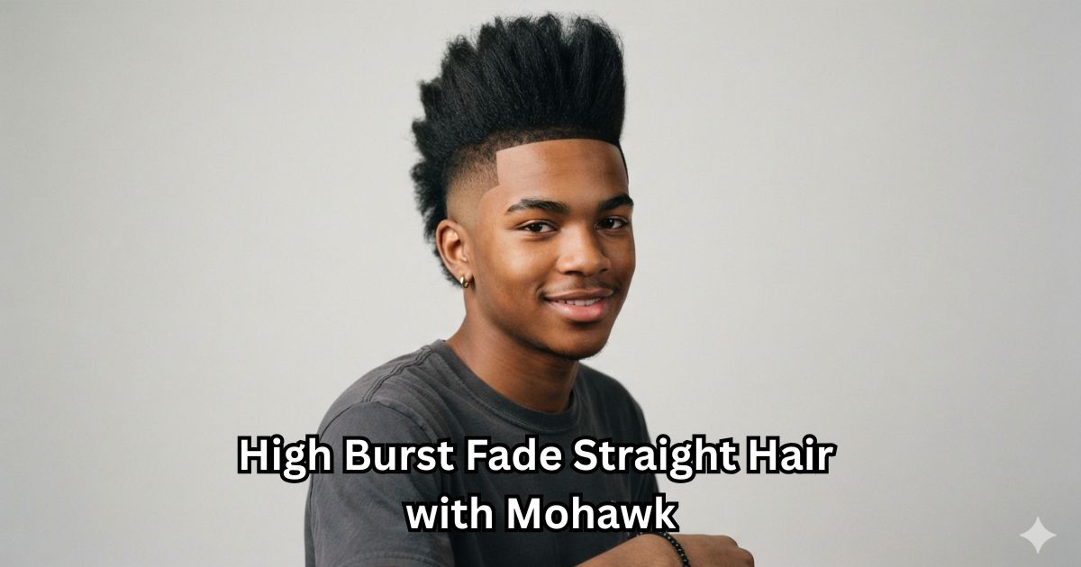 15. High Burst Fade Straight Hair with Mohawk