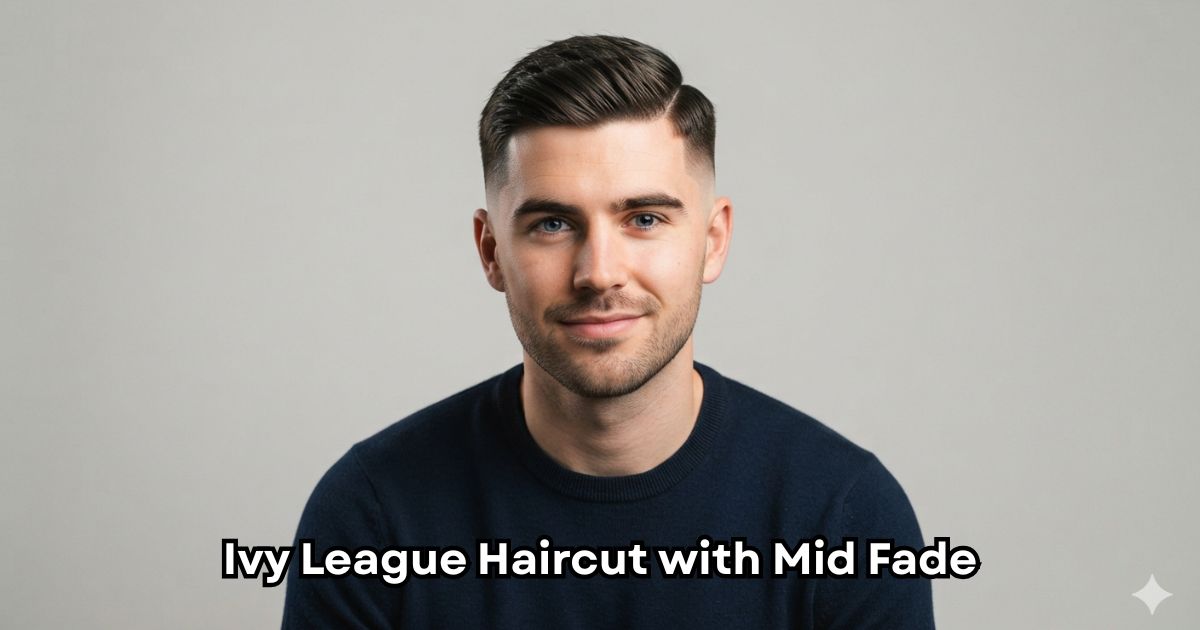 Ivy League Haircut with Mid Fade