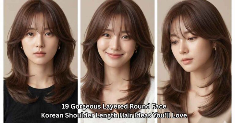 19 Gorgeous Layered Round Face Korean Shoulder Length Hair Ideas You'll Love 