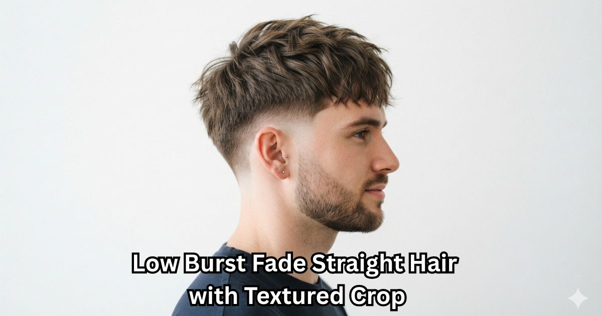 1. Low Burst Fade Straight Hair with Textured Crop