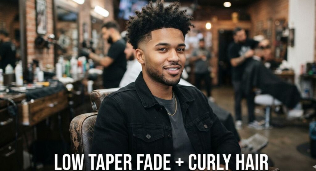 Low Taper Fade + Curly Hair
