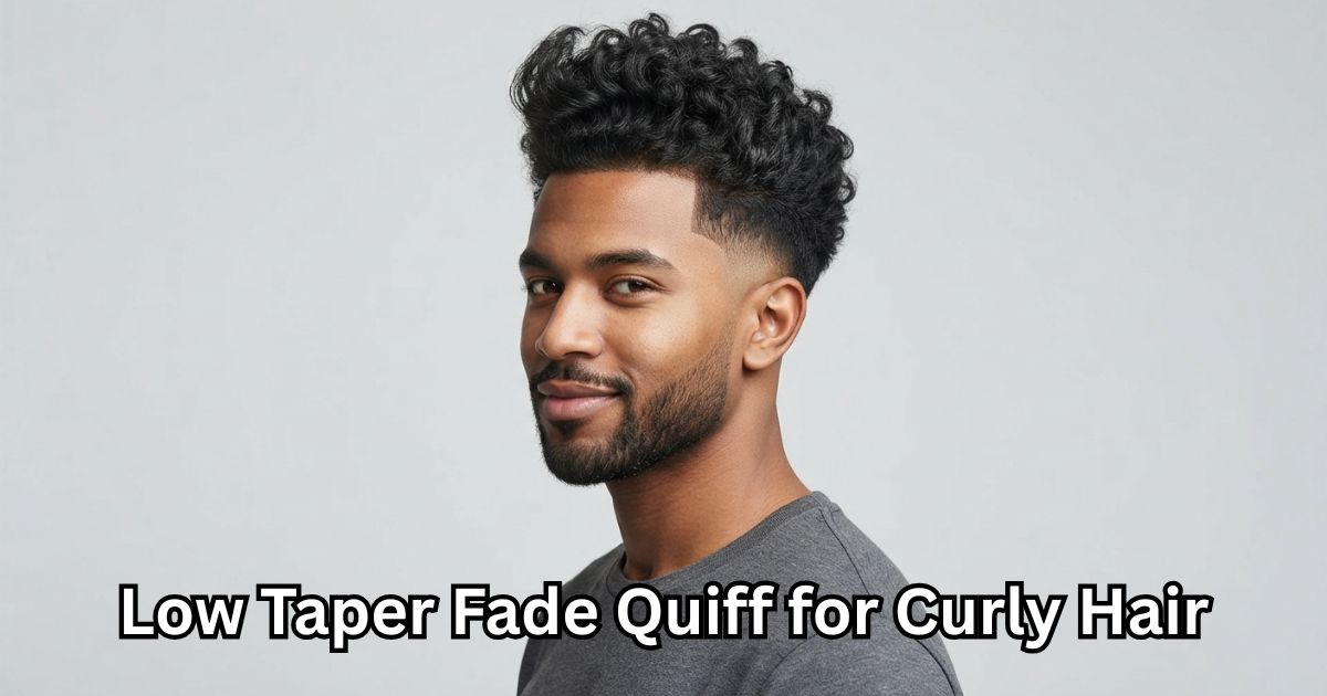 Low Taper Fade Quiff for Curly Hair
