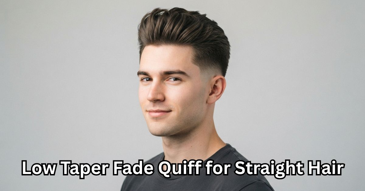 Low Taper Fade Quiff for Straight Hair