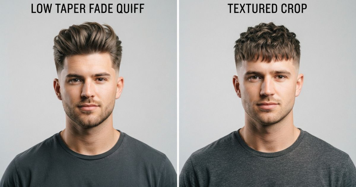Low Taper Fade Quiff vs Textured Crop