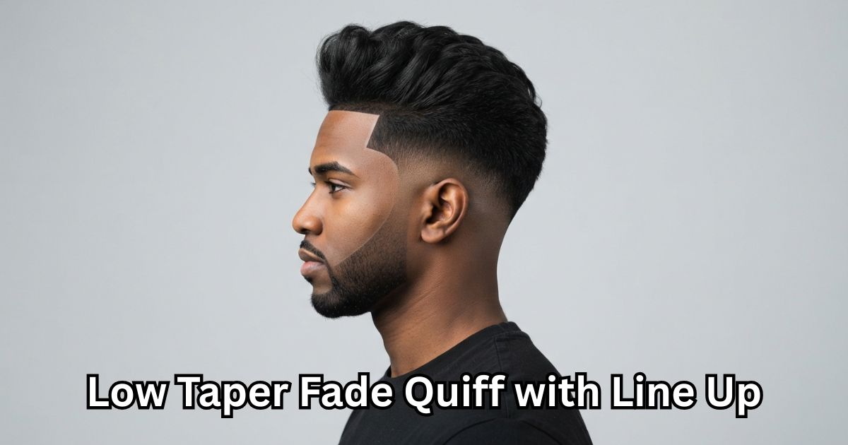 Low Taper Fade Quiff with Line Up