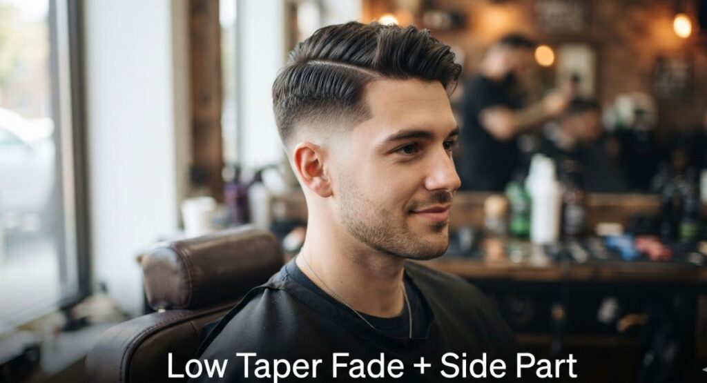 Low Taper Fade + Side Part