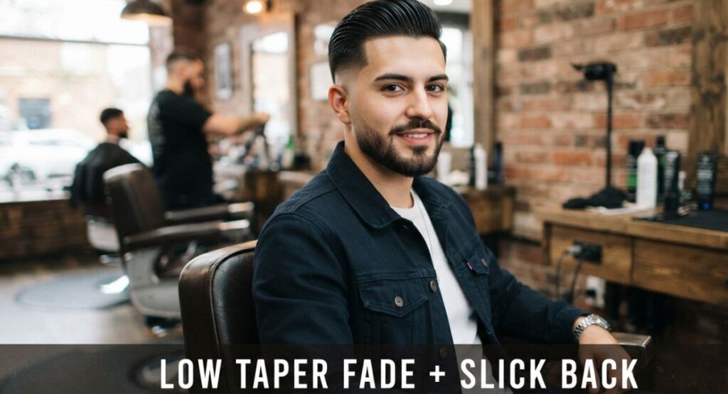 Low Taper Fade + Slick Back
