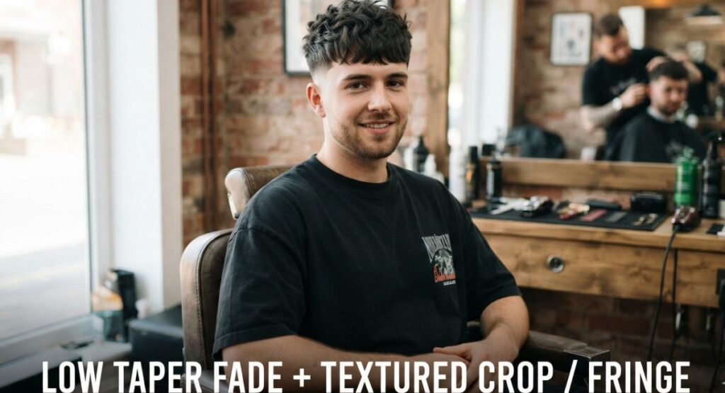 Low Taper Fade + Textured Crop / Fringe