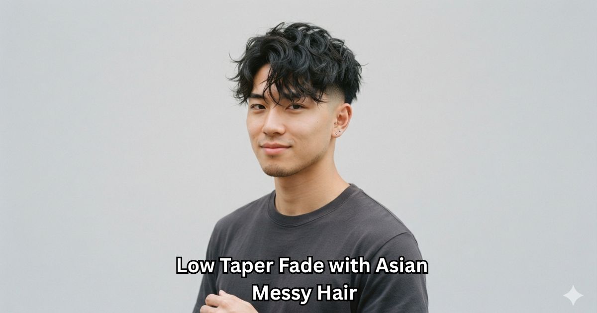 Low Taper Fade with Asian Messy Hair