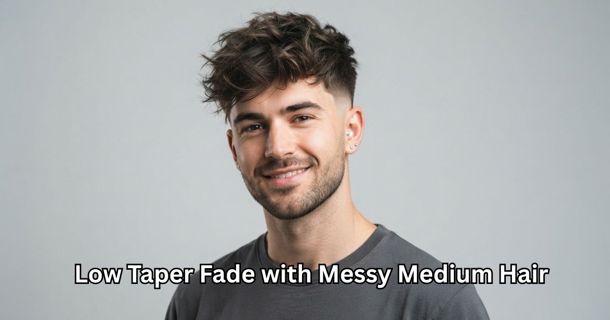 Low Taper Fade with Messy Medium Hair