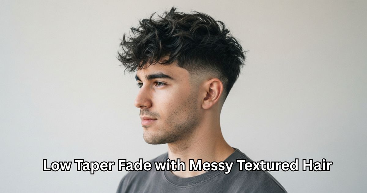 Low Taper Fade with Messy Textured Hair