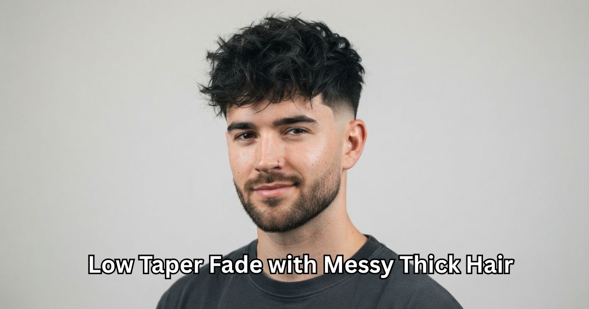 Low Taper Fade with Messy Thick Hair