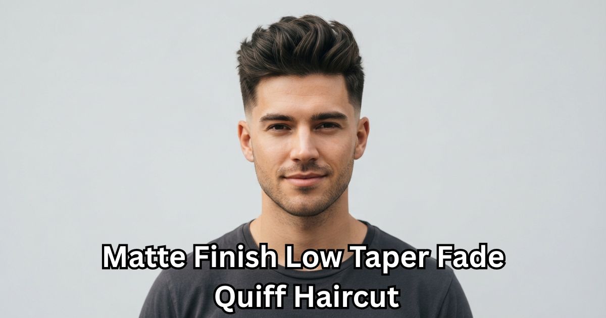 Matte Finish Low Taper Fade Quiff Haircut