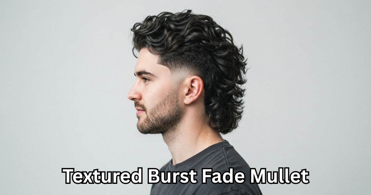 7. Textured Burst Fade Mullet
