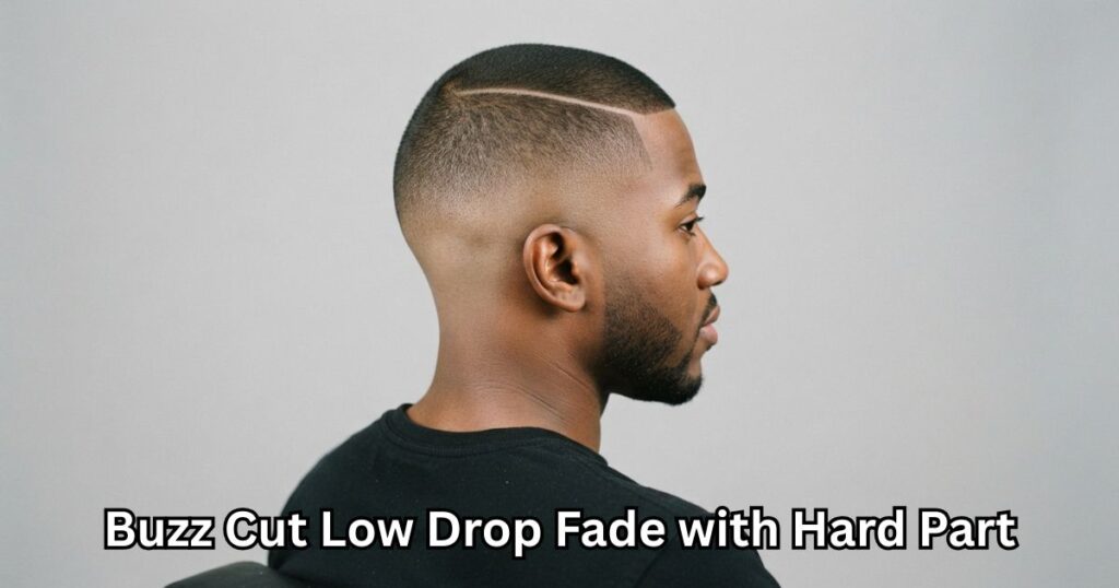 Buzz Cut Low Drop Fade with Hard Part