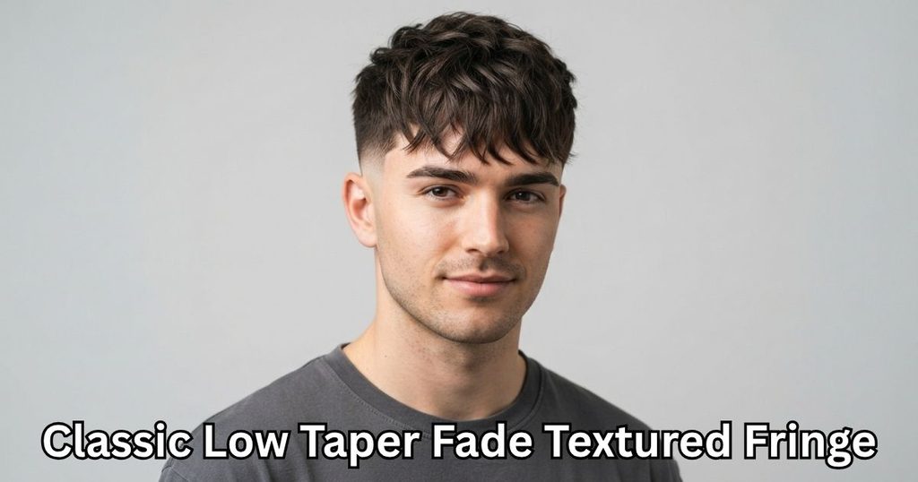 Classic Low Taper Fade Textured Fringe