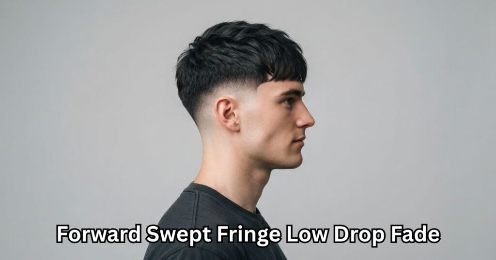 Forward Swept Fringe Low Drop Fade