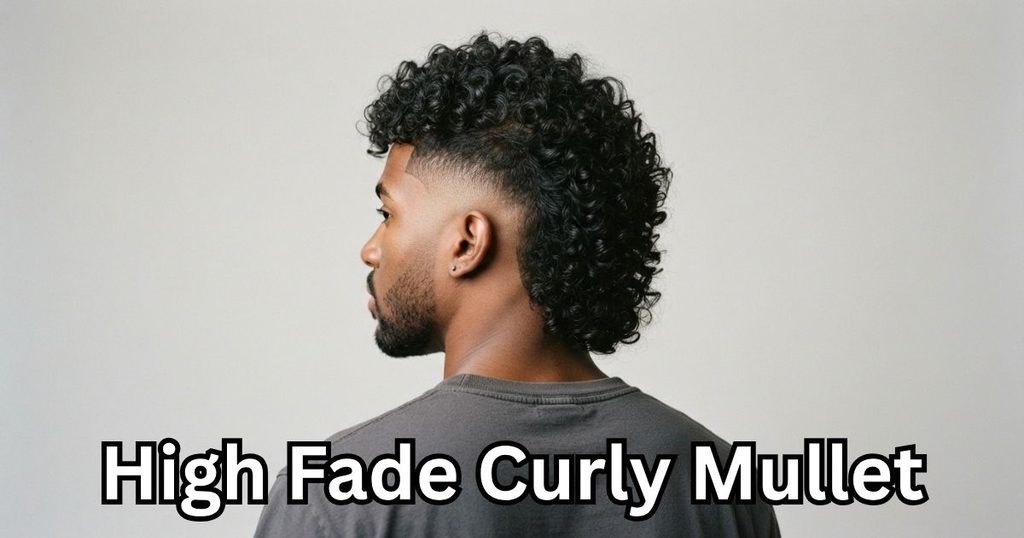 High Fade Curly Mullet