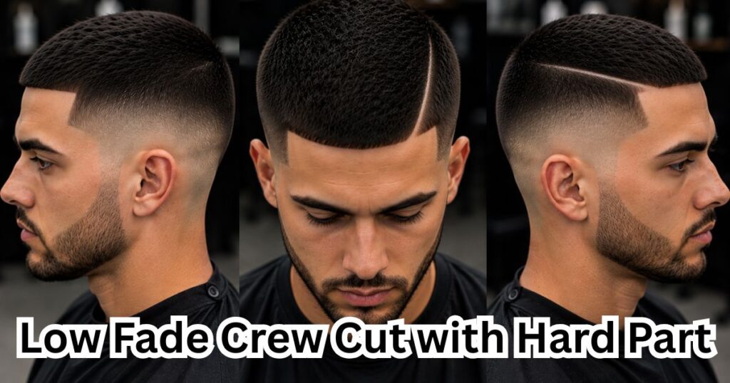 Low Fade Crew Cut with Hard Part