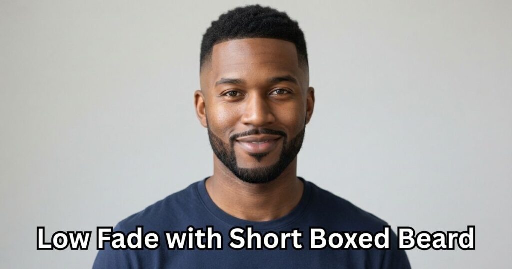 Low Fade with Short Boxed Beard