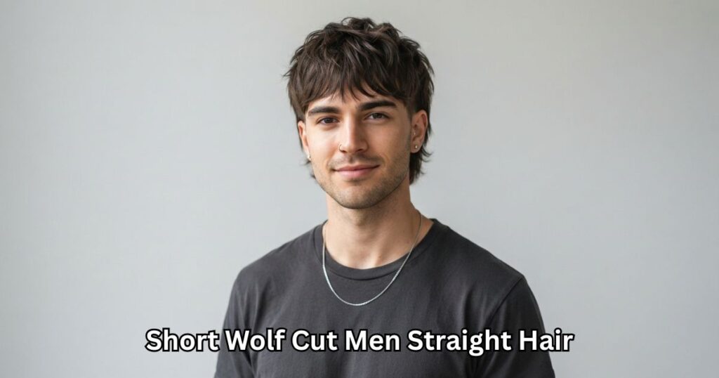 Short Wolf Cut Men Straight Hair
