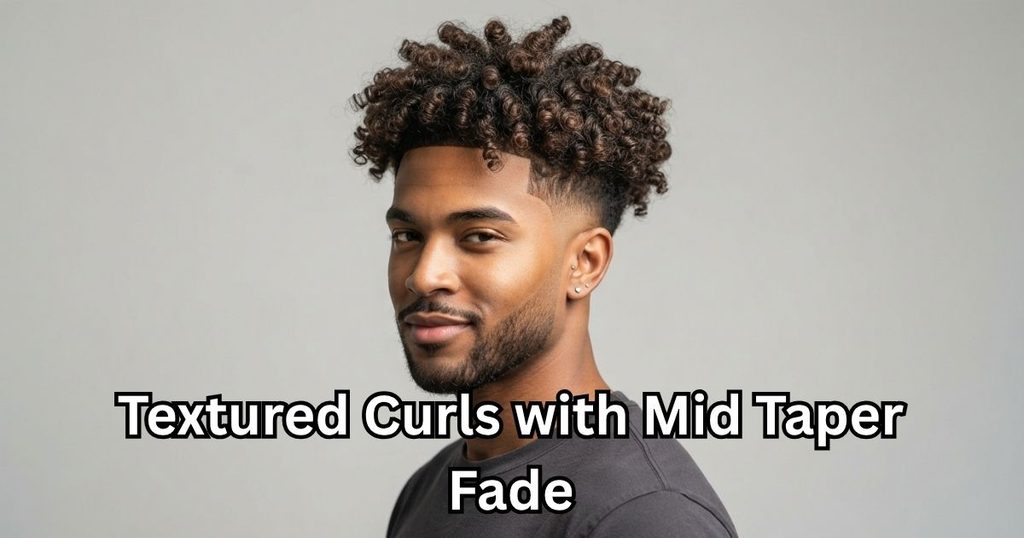 Textured Curls with Mid Taper Fade