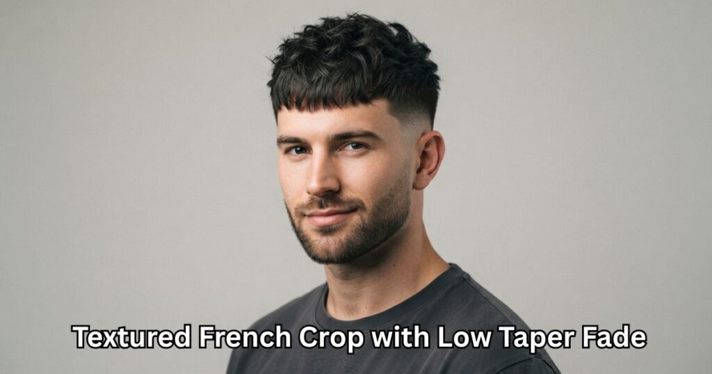 Textured French Crop with Low Taper Fade