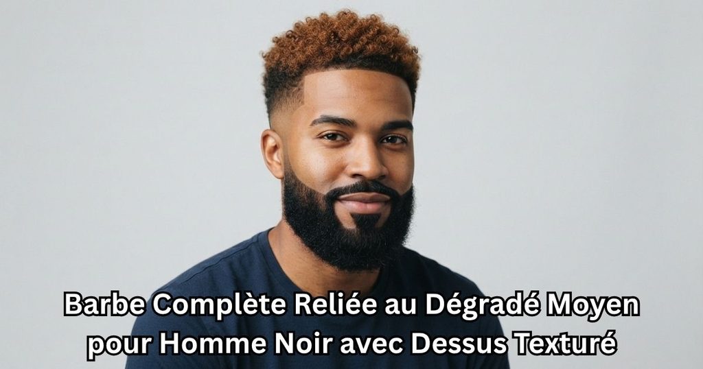 Barbe Complète Reliée au Dégradé Moyen pour Homme Noir avec Dessus Texturé