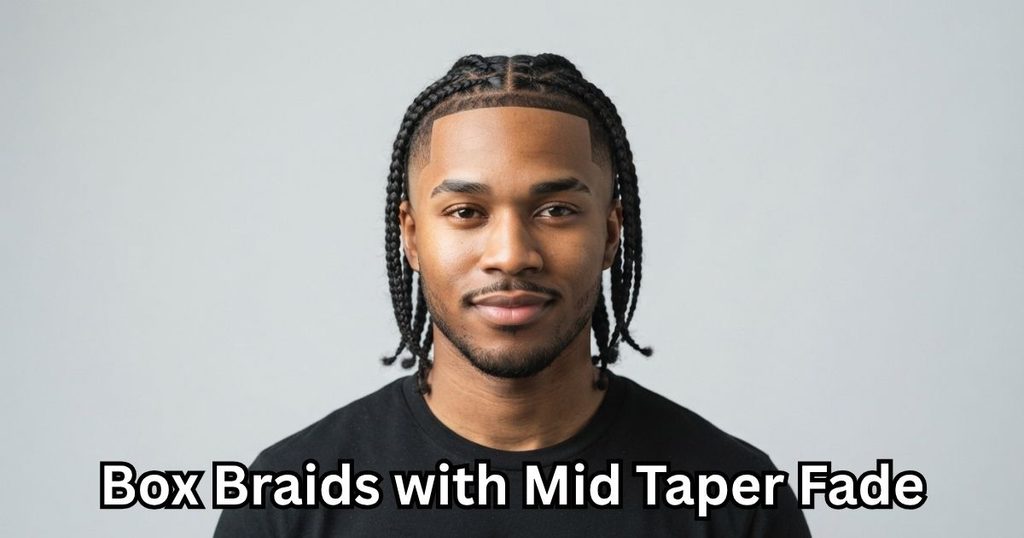 Box Braids with Mid Taper Fade