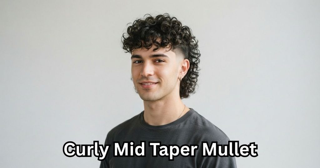Curly Mid Taper Mullet