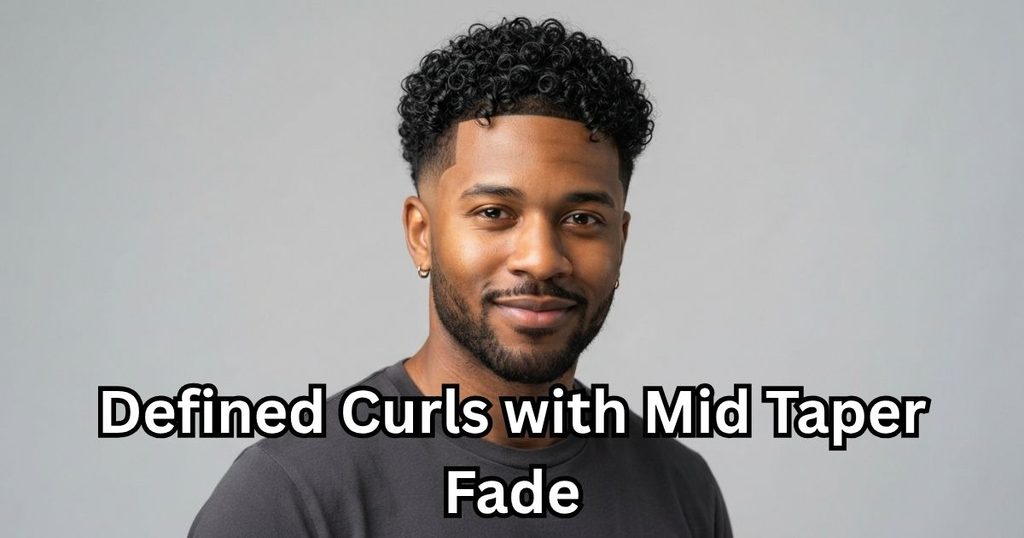 Defined Curls with Mid Taper Fade