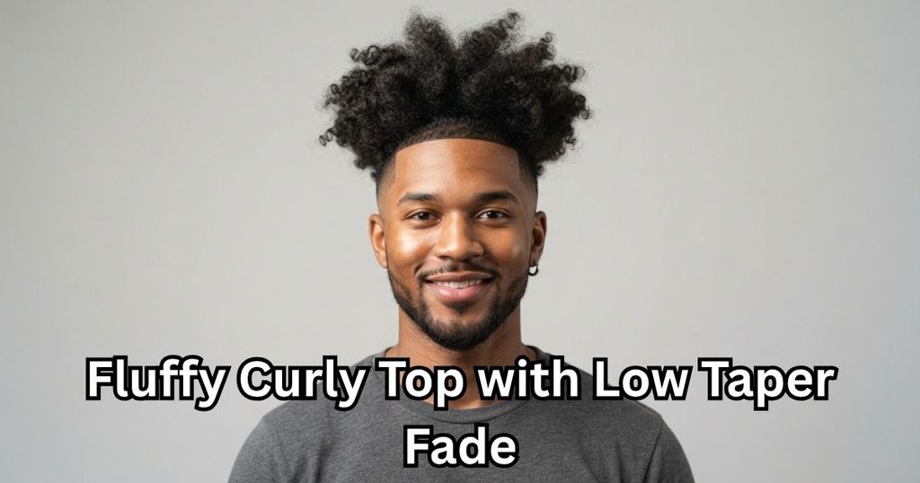 Fluffy Curly Top with Low Taper Fade