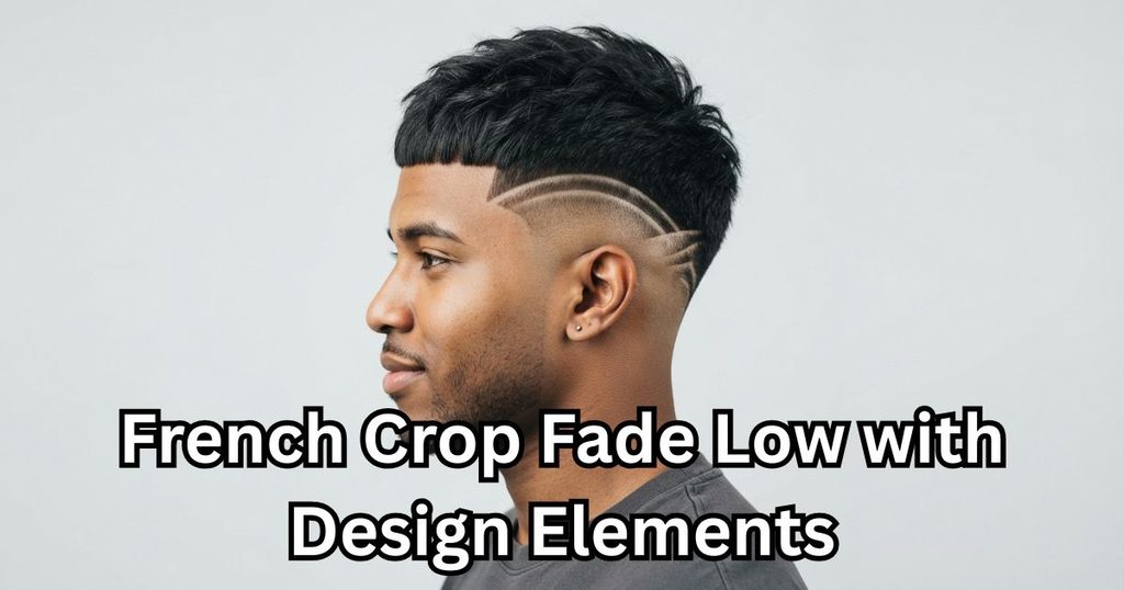 French Crop Fade Low with Design Elements