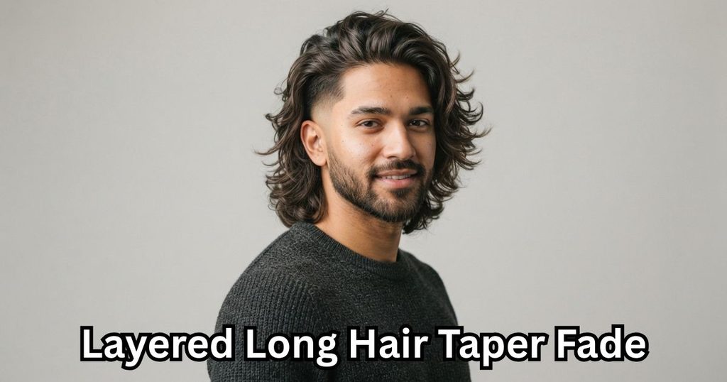 Layered Long Hair Taper Fade