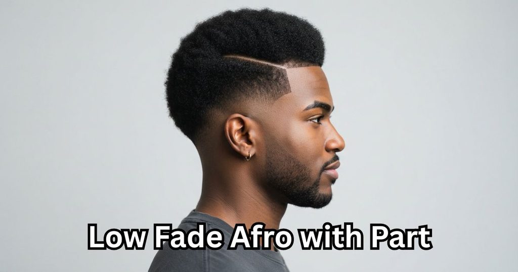 Low Fade Afro with Part