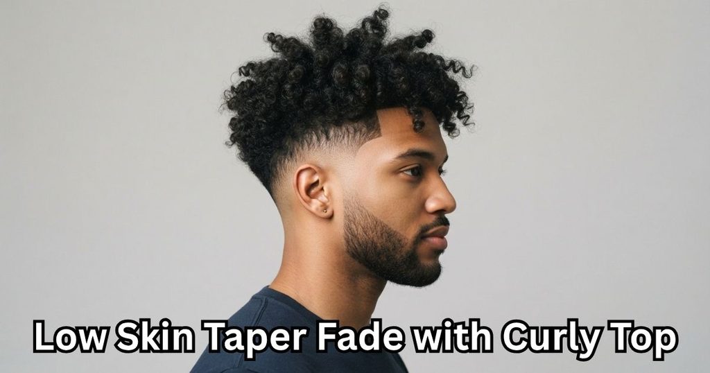 Low Skin Taper Fade with Curly Top