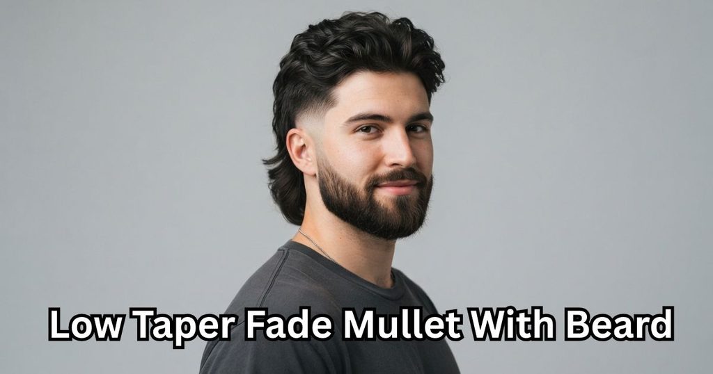 Low Taper Fade Mullet With Beard