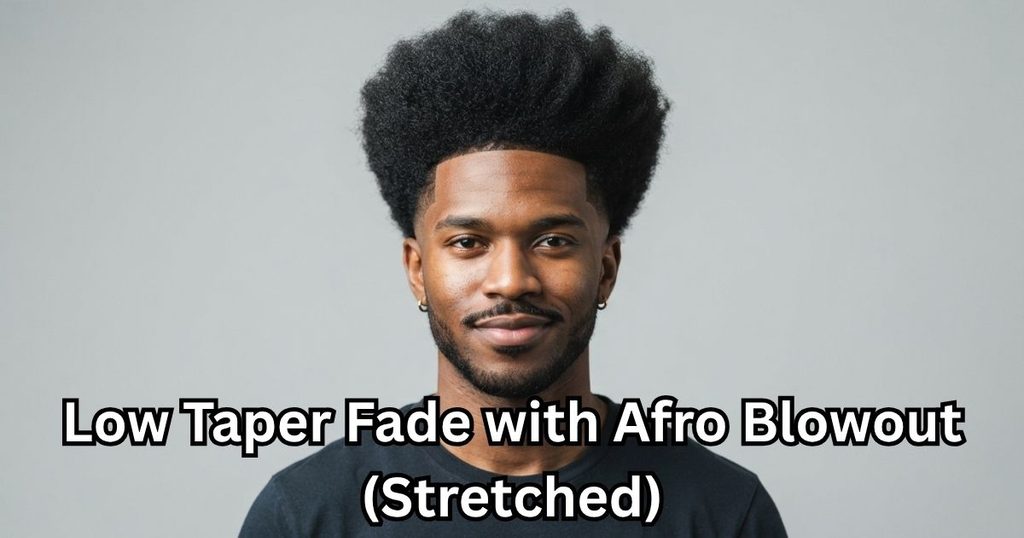 Low Taper Fade with Afro Blowout (Stretched)