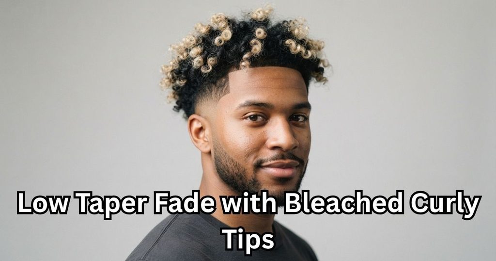 Low Taper Fade with Bleached Curly Tips