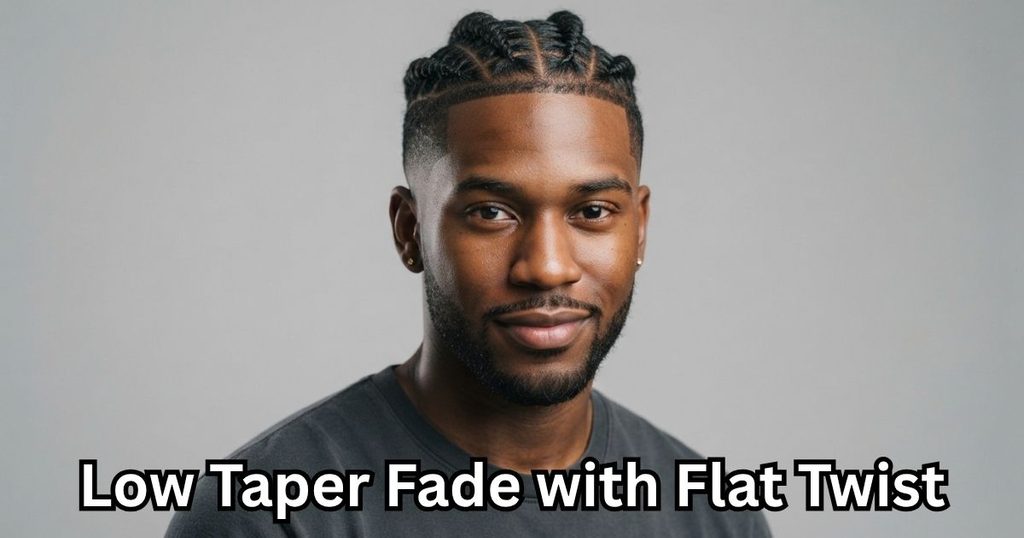 Low Taper Fade with Flat Twist