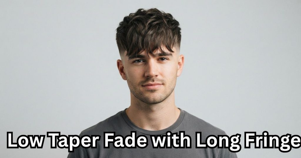 Low Taper Fade with Long Fringe