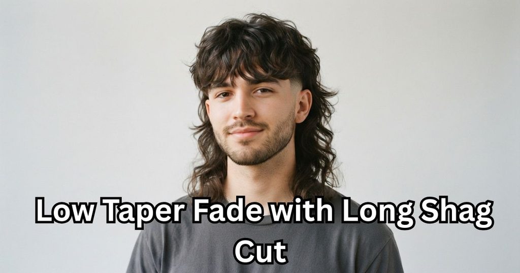 Low Taper Fade with Long Shag Cut