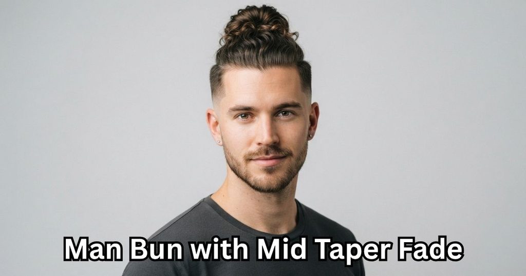 Man Bun with Mid Taper Fade