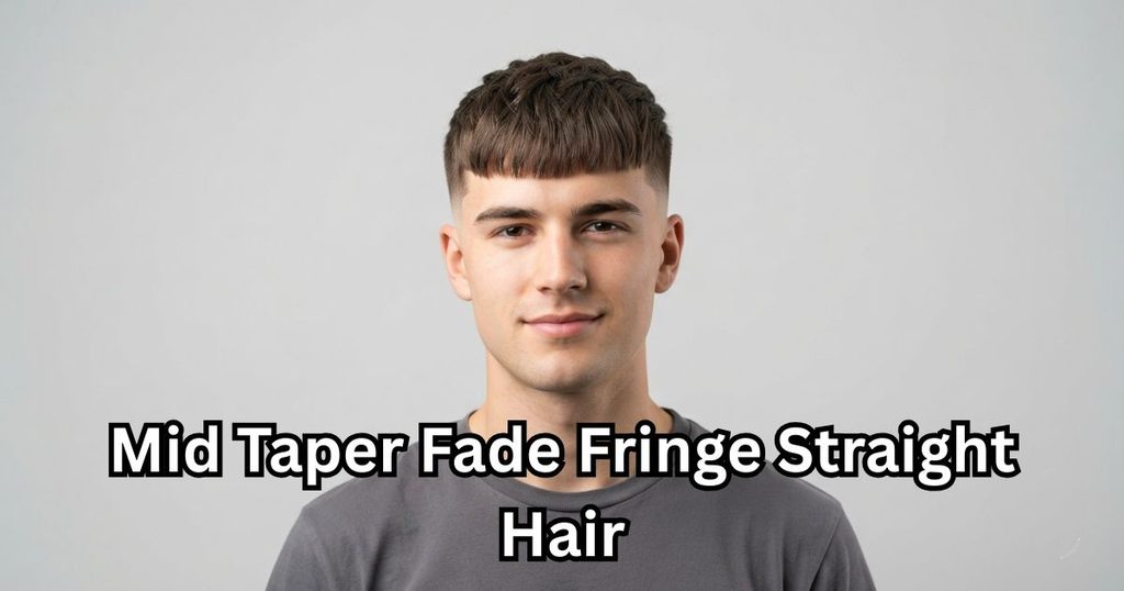 Mid Taper Fade Fringe Straight Hair