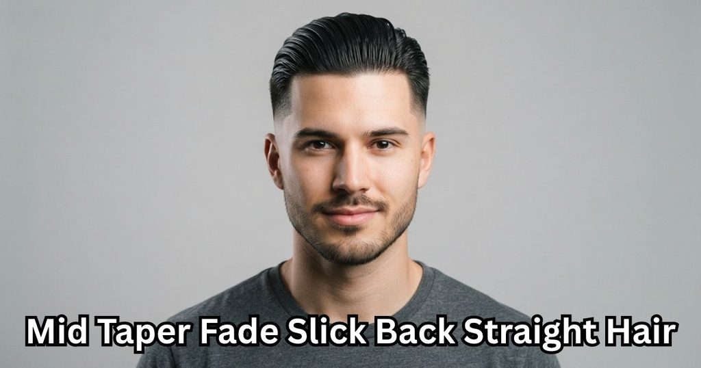 Mid Taper Fade Slick Back Straight Hair