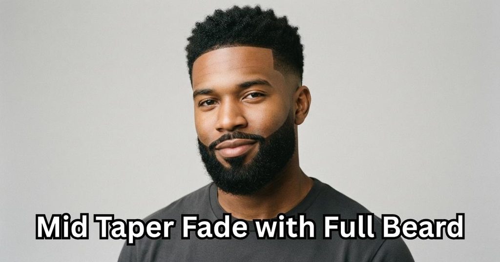 Mid Taper Fade with Full Beard