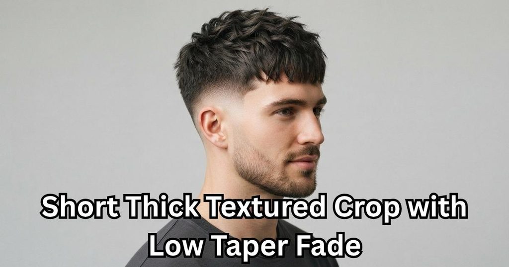Short Thick Textured Crop with Low Taper Fade